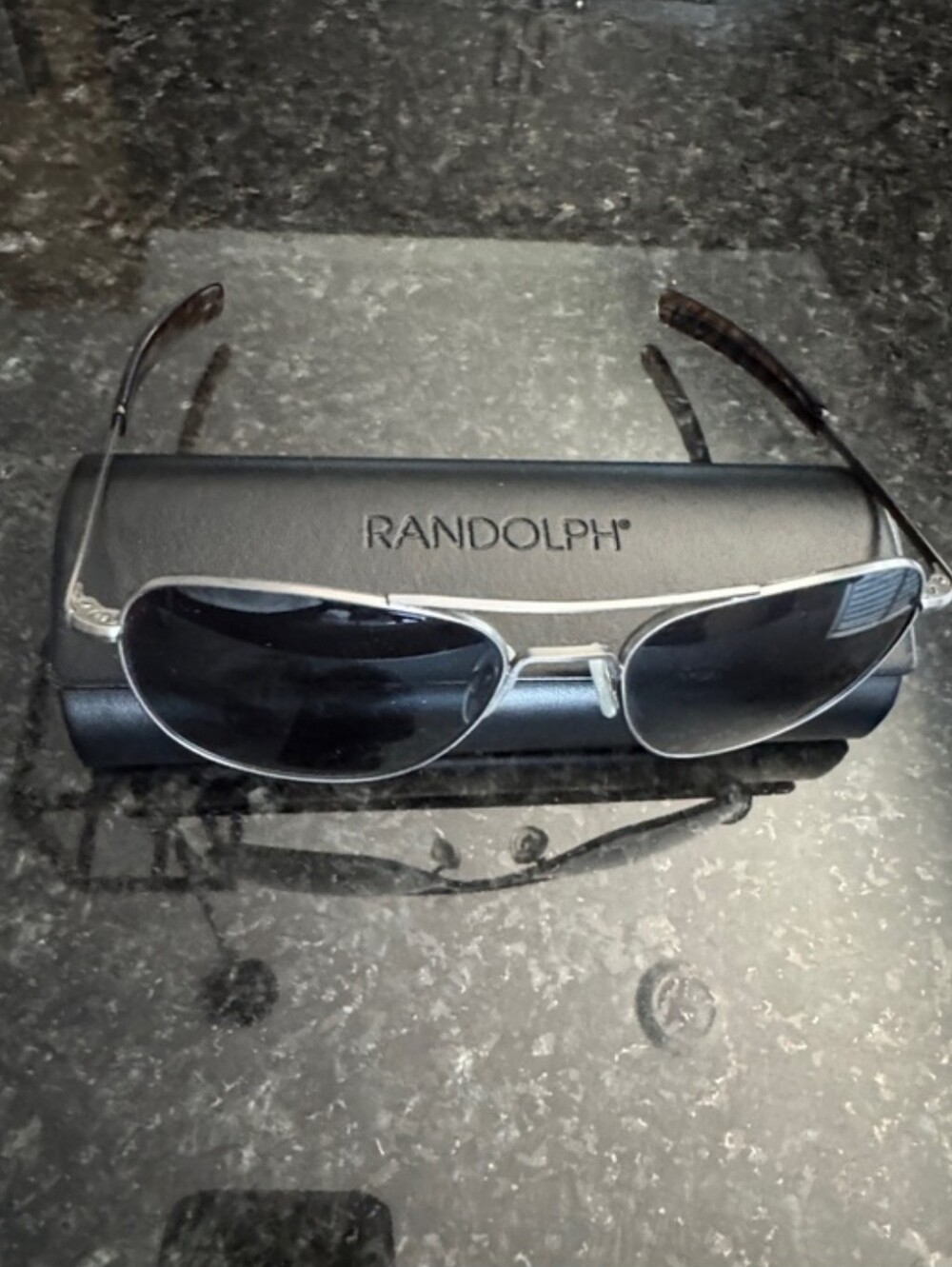 Randolph Polarized Aviator Sunglasses satin gunmetal/slate lenses AF369 58-20 - Picture 3 of 3